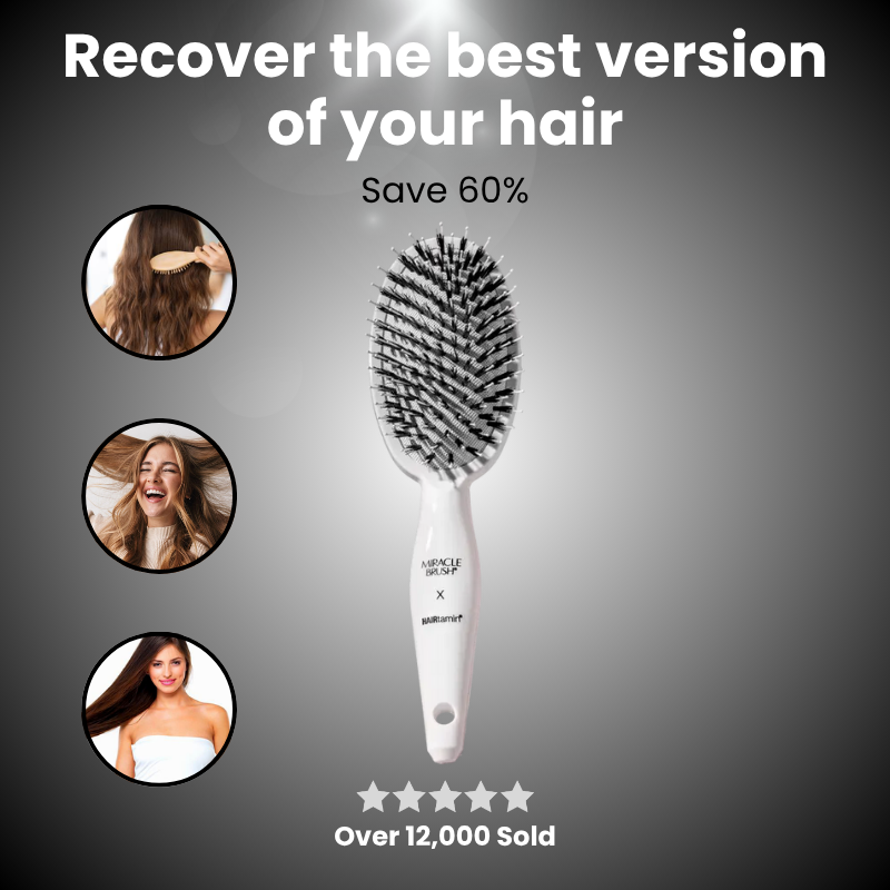 HAIRtamin Miracle Brush – Stimulates Scalp, Boosts Volume, Enhances Shine & Detangles Hair